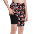 thumbnail image 1 of Rocae Fire and Rescue Truck for Teen Beach Trunks Boys Swim Trunks with Compression Liner Quick Dry Board Shorts, 1 of 9