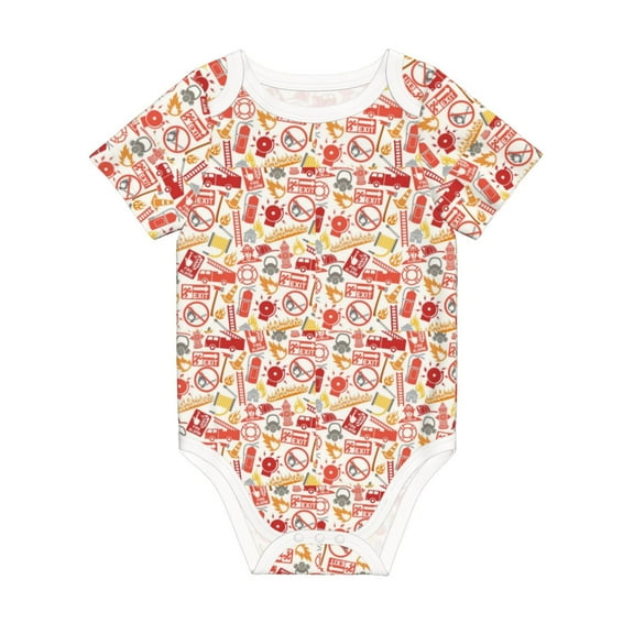 Rocae Firefighter Icons for Baby Climbing Clothes Soft Baby Romper for Active Infants Comfortable and Breathable Crawling Jumpsuit Unisex Baby Outfit 3 Months