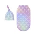 Rocae Fish Scale1 for Baby Swaddle Blanket with Hats Set for Baby