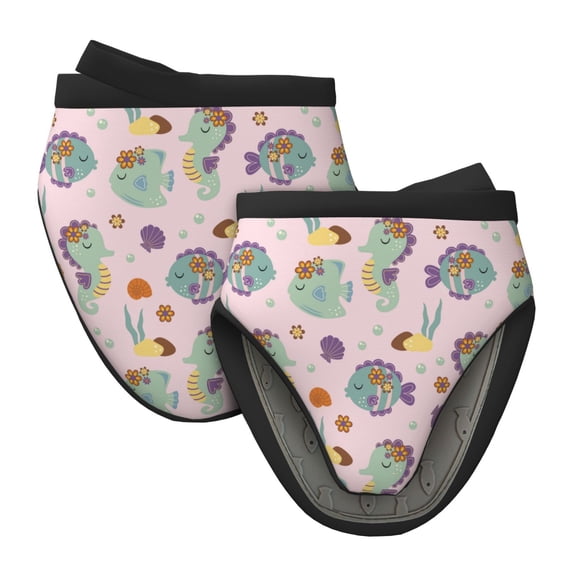 Rocae Fish Seahorse for Mini Oven Mitts Rubber Oven Glove, Kitchen Mittens, Cute Cooking Mitts,5.9"x5.9"