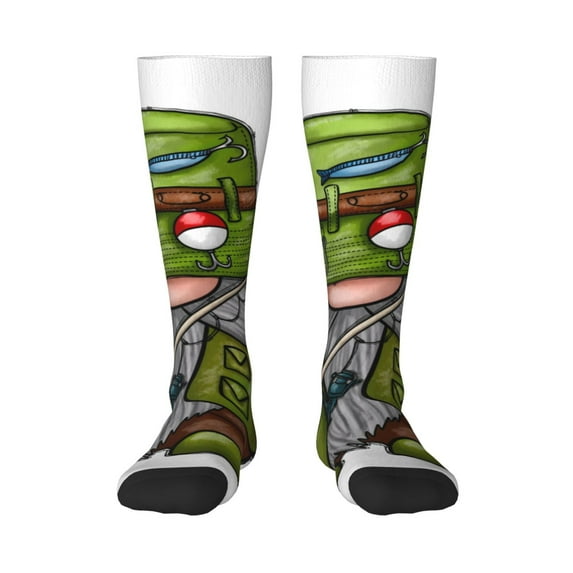 Rocae Fishing Gnome for Novelty Casual compression Socks For Women Men Contrast Color Stockings