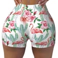 thumbnail image 1 of Rocae Flamingo Flower for Women's Quick-Dry Running Shorts,Ladies Active Athletic Apparel Yoga Workout Gym Running Volleyball Spandex Shorts XX-Large, 1 of 9