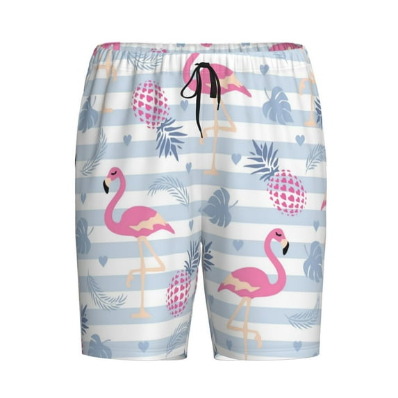 Rocae Flamingo and Pineapple for Men's Soft Sleep Pajama Shorts, Waistband and Pockets