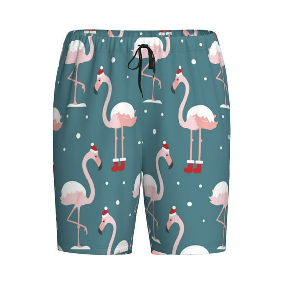 Rocae Flamingo for Men's Soft Sleep Pajama Shorts, Waistband and Pockets