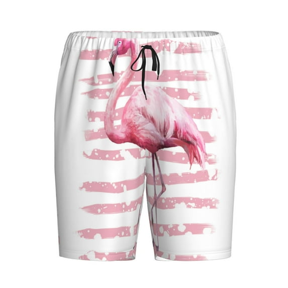 Rocae Flamingo for Men's Soft Sleep Pajama Shorts, Waistband and Pockets