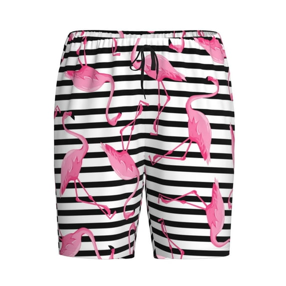 Rocae Flamingos for Men's Soft Sleep Pajama Shorts, Waistband and Pockets