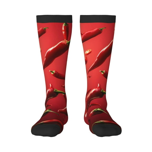 Rocae Floating Red Chili Peppers for Novelty Casual compression Socks For Women Men Contrast Color Stockings