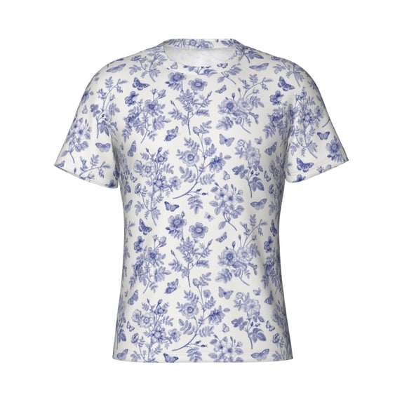 Rocae Floral Butterfly for Men's Moisture-Wicking Crew Tee - T-Shirt for Sports, Outdoor Activities, and Casual WearX-Large