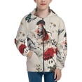 thumbnail image 1 of Rocae Floral Leopard Butterflies for Zip Up Hoodies for Teen Sweatshirt with Hood-Medium, 1 of 6