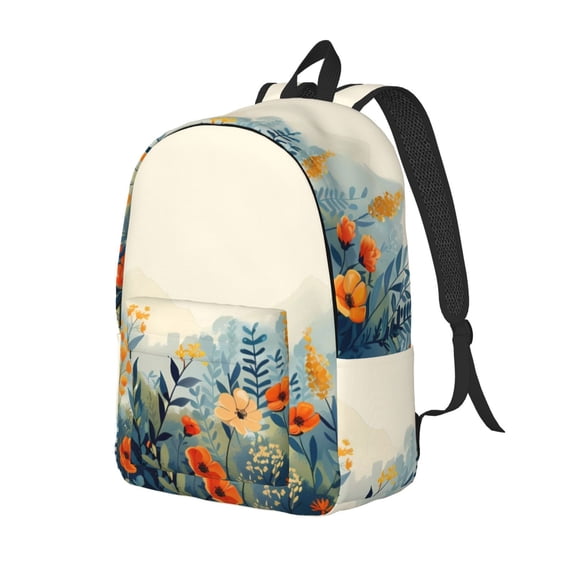 Rocae Floral Mountain Landscape for Canvas College Laptop Backpack for Men Women -Medium