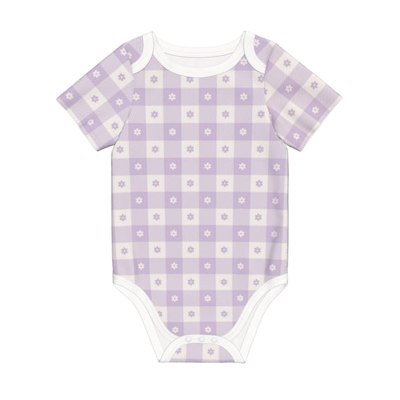 Rocae Floral Purple Buffalo Plaid for Baby Climbing Clothes Soft Baby Romper for Active Infants Comfortable and Breathable Crawling Jumpsuit Unisex Baby Outfit