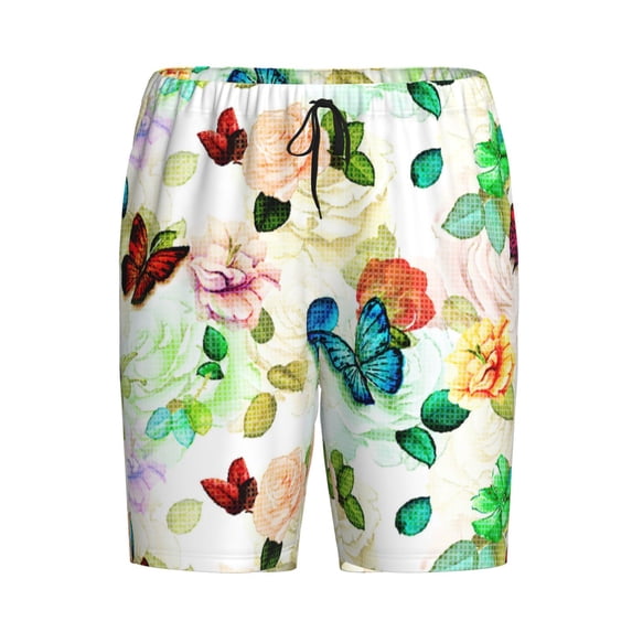 Rocae Floral Vintage for Men's Soft Sleep Pajama Shorts, Waistband and Pockets