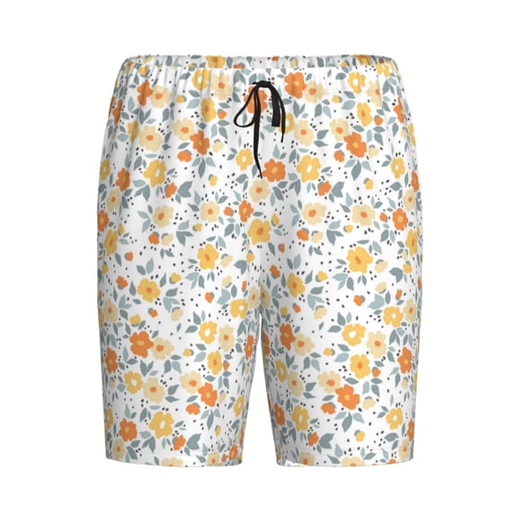 Rocae Floral1 for Men's Soft Sleep Pajama Shorts, Waistband and Pockets