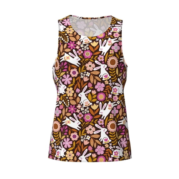 Rocae Flower Bunny for Men's Workout Tank Top Men's Running Tank Top Dry Fit Athletic Workout Tank Tops3X-Large