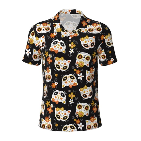 Rocae Flower Fox for Men's Short Sleeve Polo Shirt, Quick Drying Performance Moisture Wicking Sports Men's Golf Shirt 4X-Large