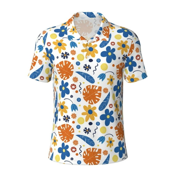 Rocae Flower for Men's Short Sleeve Polo Shirt, Quick Drying Performance Moisture Wicking Sports Men's Golf Shirt 4X-Large