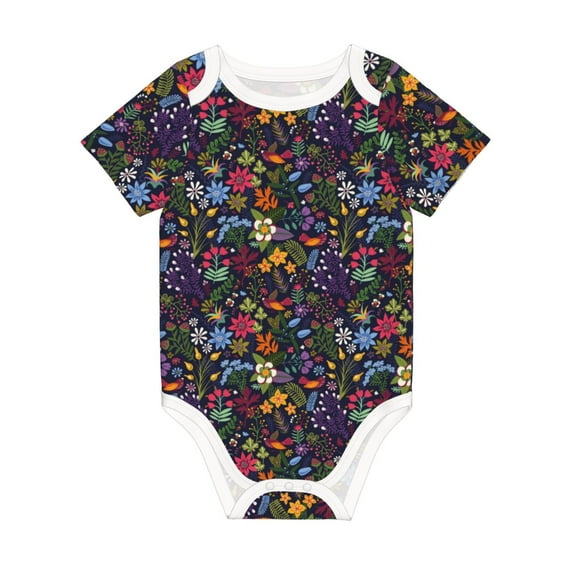 Rocae Flowers And Birds for Baby Climbing Clothes Soft Baby Romper for Active Infants Comfortable and Breathable Crawling Jumpsuit Unisex Baby Outfit 18 Months