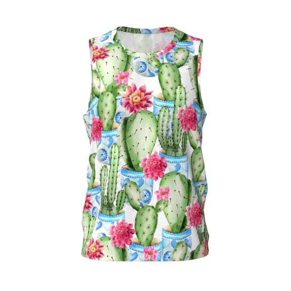 Rocae Flowers and Cactus for Men's Basketball Jersey Lightweight and Breathable Athletic Tank Top,Quick-Drying Sports Jersey XX-Large