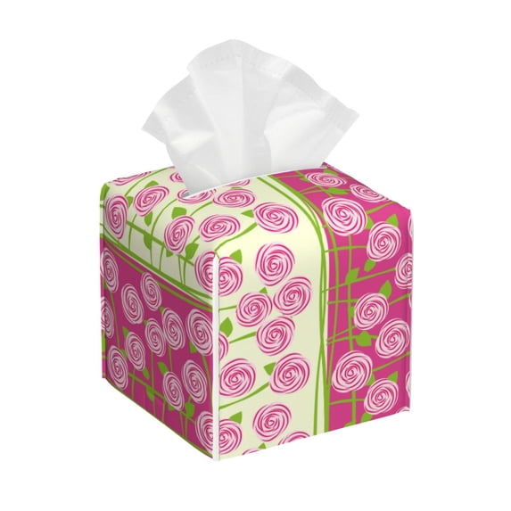 Rocae Flowers for High-grade Leather Tissue Box, Exquisite Fashionable Design, Office Tissue Box, Waterproof Family Tissue Box