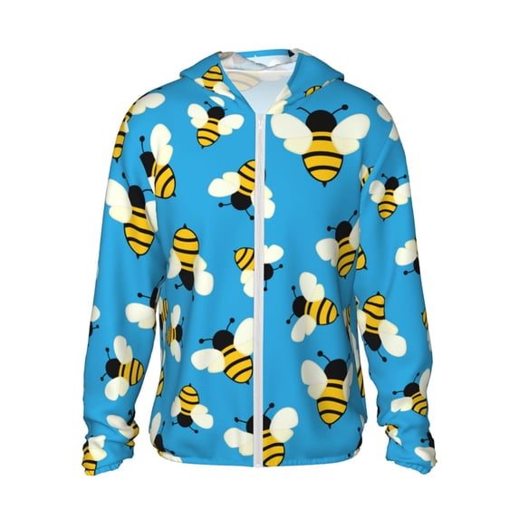 Rocae Flying Bees Print Breathable Sun Protection Hoodie Quick-Dry Lightweight Long Sleeve Hoodie Unisex Running Sports Shirt 3X-Large