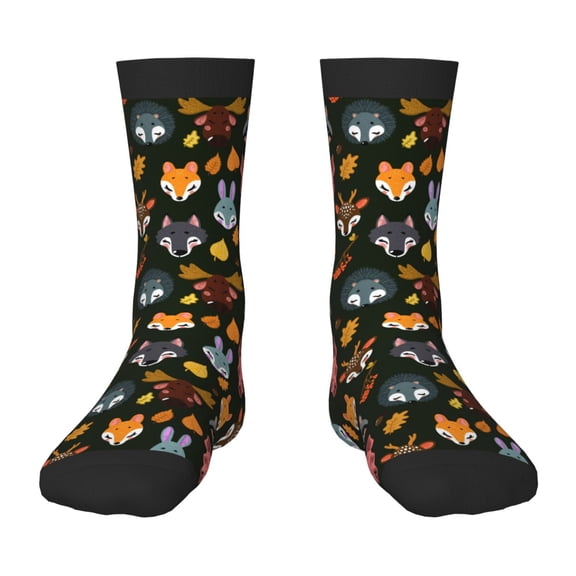 Rocae Forest Animal Faces for Girls Boys Crew Socks,Children's Socks, Kids Socks, Toddler Socks: Daily Wear with Kids School Uniform