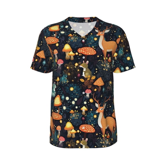 Rocae Forest Elf for Breathable Men's Baseball T-Shirt Fashionable Casual Baseball Jersey, Moisture-wicking Sportswear 4X-Large