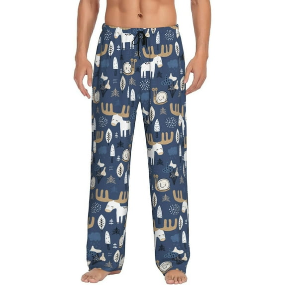 Rocae Forest Elk Mens Pajama Pants Pj Pants Mens Lounge Pants-Large