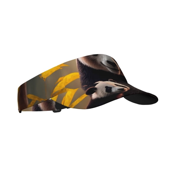 Rocae Forest Panda for Sport Sun Visor Hats Adjustable Empty Top Baseball Cap Cotton Ball Caps for Women and Men