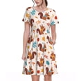 thumbnail image 1 of Rocae Forest Squirrel Nuts for Dresses Summer Casual Ruffle Short Sleeve Cute Crew Neck Flowy Dress with Pockets, 1 of 6