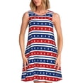 thumbnail image 1 of Rocae Fourth Of July for Sleeveless Dresses Summer Casual Ruffle Sleeveless Cute Crew Neck Flowy Dress with Pockets, 1 of 7