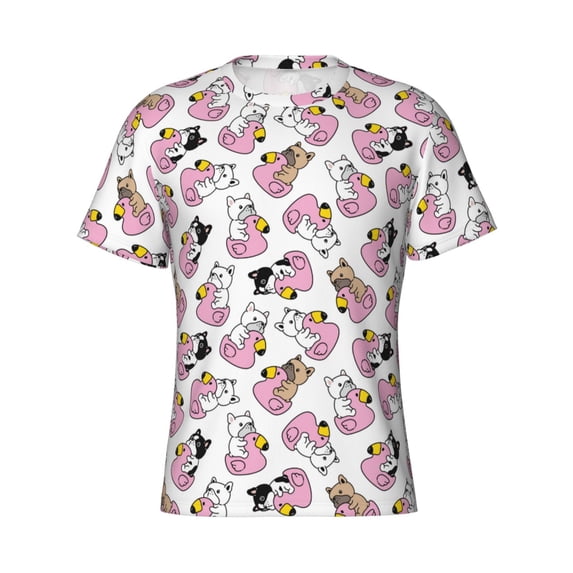 Rocae French Bulldog Duck for Men's Moisture-Wicking Crew Tee - T-Shirt for Sports, Outdoor Activities, and Casual WearX-Large