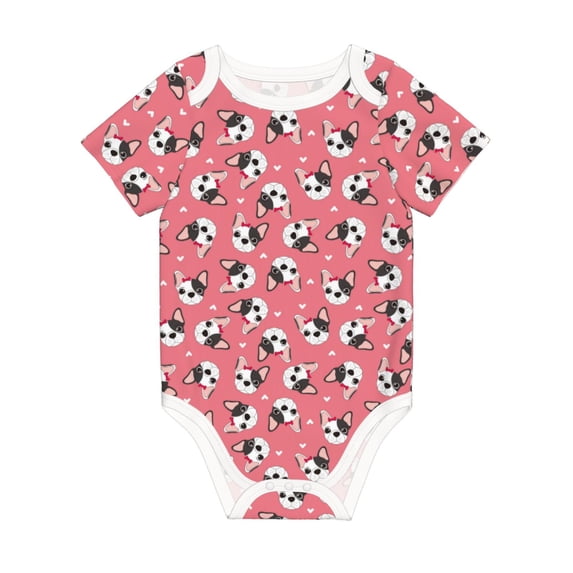 Rocae French Bulldog Face for Baby Climbing Clothes Soft Baby Romper for Active Infants Comfortable and Breathable Crawling Jumpsuit Unisex Baby Outfit 18 Months