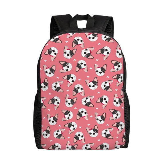 Rocae French Bulldog Face print Computer bag with separate compartment, suitable for 15 inch laptop backpack, gift for men and women