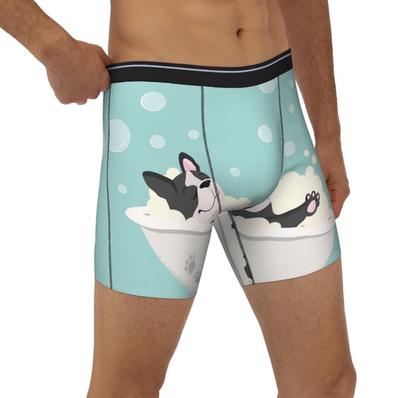 Rocae French Bulldog Taking a Bath for Stretch Moisture-Wicking Underwear,Men's Underwear Boxer Briefs Medium