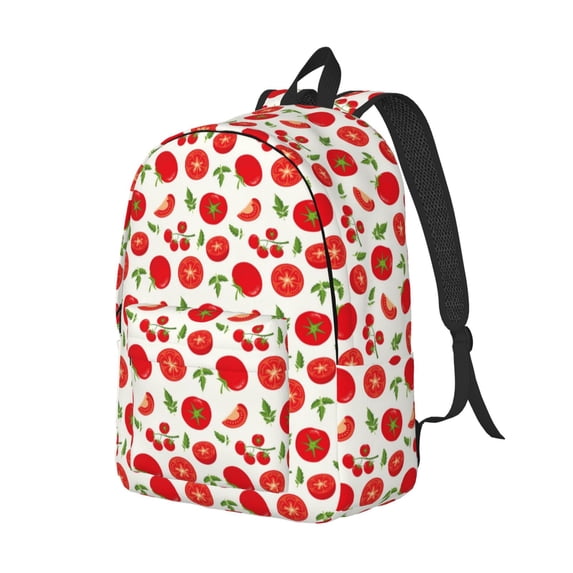 Rocae Fresh Red Tomato for Durable Canvas Backpack Leisure Large Bag Travel Rucksack Multi-function Backpack Small