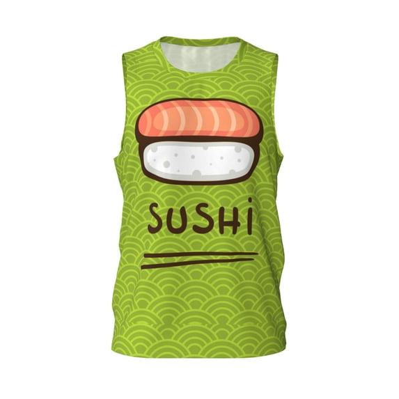 Rocae Fresh Sushi for Men's Basketball Jersey Lightweight and Breathable Athletic Tank Top,Quick-Drying Sports Jersey 4X-Large