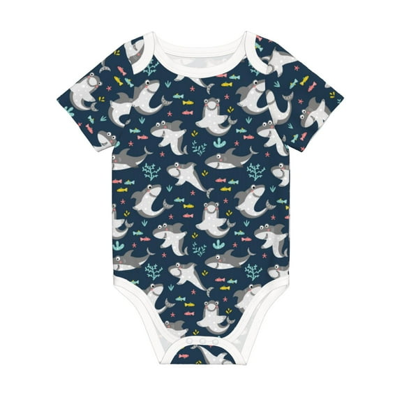 Rocae Friendly Sharks for Baby Climbing Clothes Soft Baby Romper for Active Infants Comfortable and Breathable Crawling Jumpsuit Unisex Baby Outfit 6 Months