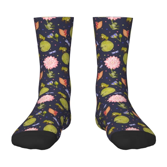 Rocae Frog And Flowers for Girls Boys Crew Socks,Children's Socks, Kids Socks, Toddler Socks: Daily Wear with Kids School Uniform