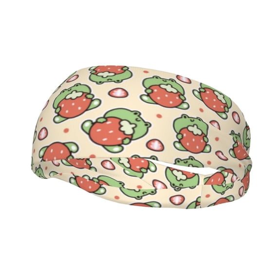 Rocae Frog Hold Strawberry for Sweatbands Sports Headband for Men and Women,Fashion Sweat Bands Headbands for Running,Cycling,Football, Yoga, Fitness