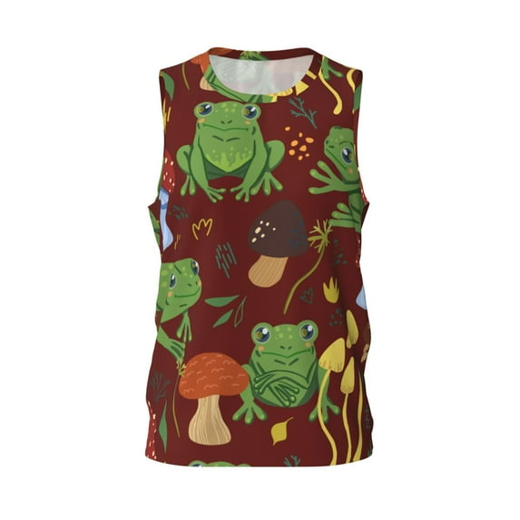 Rocae Frogs and Mushrooms for Men's Basketball Jersey Lightweight and Breathable Athletic Tank Top,Quick-Drying Sports Jersey Large