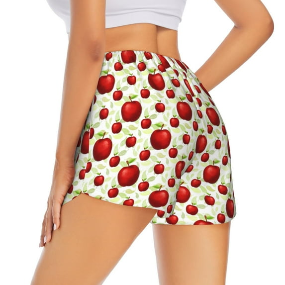 Rocae Fruit Apples for Women's Athletic Shorts Quick Dry Workout Hiking Shorts With Pockets for Running, Yoga, Gym, Sports Medium