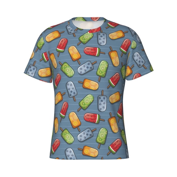 Rocae Fruit Ice Cream for Men's Moisture-Wicking Crew Tee - T-Shirt for Sports, Outdoor Activities, and Casual Wear