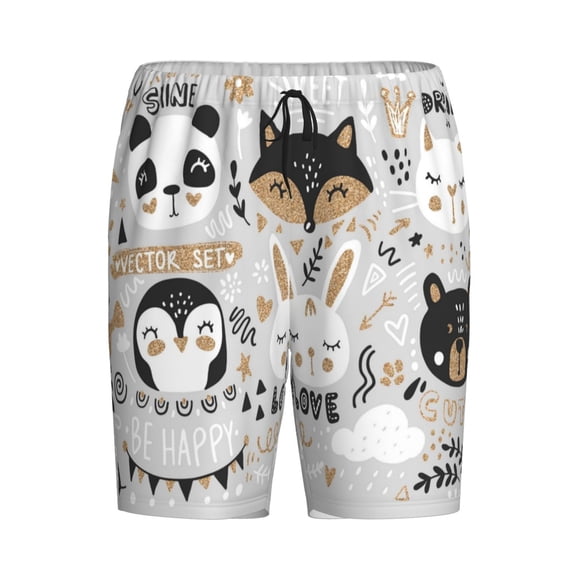 Rocae Funny Animals Series for Men's Soft Sleep Pajama Shorts, Waistband and Pockets