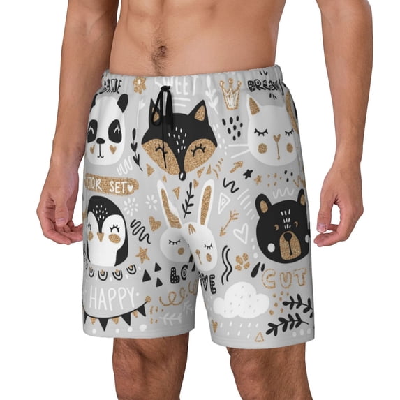 Rocae Funny Animals Series for Men's Swim Trunks Quick Dry With Two Side Pockets and One Lined Patch Pocket3X-Large