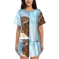 thumbnail image 1 of Rocae Funny Cat Taking a Bath for Two Piece Sleepwear Pajamas Sets for Women Soft Short-Sleeved Pjs with Lounge Shorts X-Large, 1 of 9