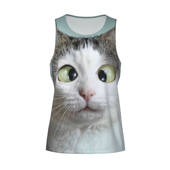 Rocae Funny Cat for Men's Workout Tank Top Men's Running Tank Top Dry Fit Athletic Workout Tank Tops3X-Large