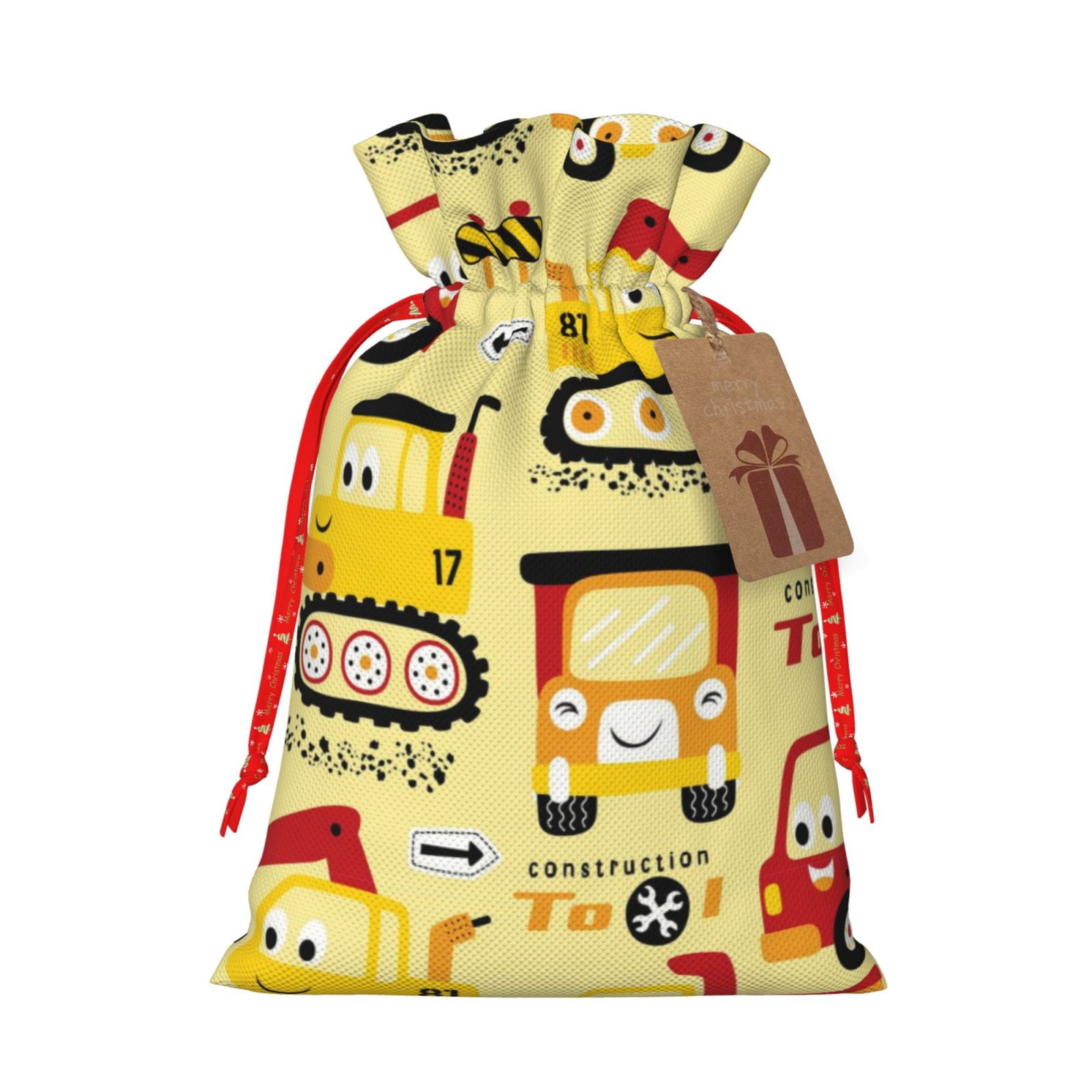 12 Pack Construction Party Favor Bags - Drawstring Backpacks, Truck Theme, 12x10 Inch, Oxford Fabric - View #11