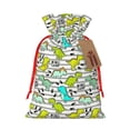 thumbnail image 1 of Rocae Funny Dinosaurs on Stripes for Christmas Drawstring Linen Gift Bag with Drawstrings Treat Bag Goody Present Bags for Christmas Party Favor-Small, 1 of 9