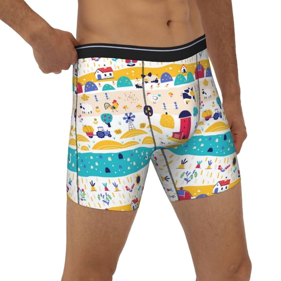 Rocae Funny Farm for Stretch Moisture-Wicking Underwear,Men's Underwear Boxer Briefs Small