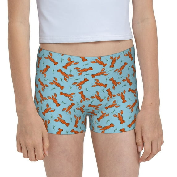 Rocae Funny Lobsters for Girls' Cotton Boxer Briefs, Soft Mid-rise Panties-X-Small